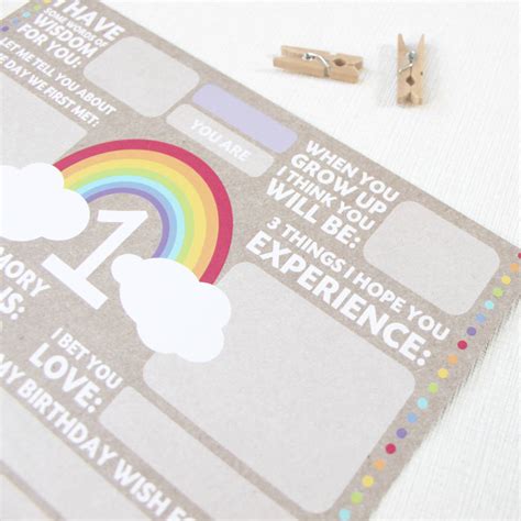 First Birthday Time Capsule Cards Rainbow By Love Paper Wishes