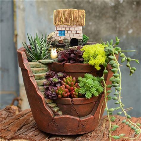 Succulent Plant House Herb Planter Mini Landscape Flower Pots Basket
