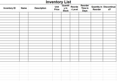 Inventory Sheet Template Inventory Sheets Template