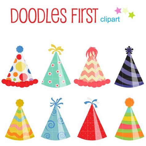 Fun Party Hats Clip Art For Scrapbooking Card Making Cupcake Toppers