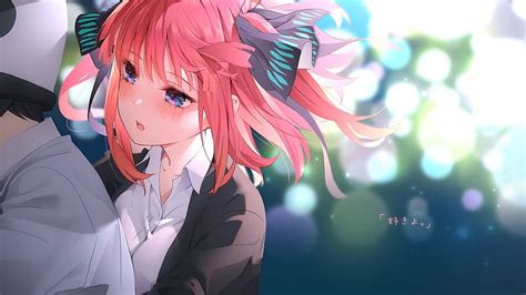 Anime Blue Eyes Pink Hair Short Hair Gotoubun No Hanayome The