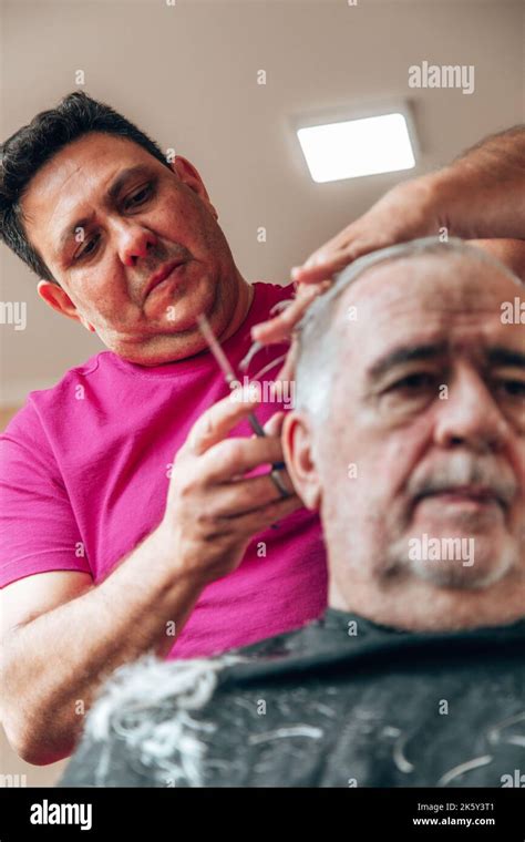 Old Man Getting A Haircut Stock Photo Alamy