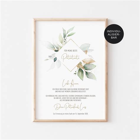 Godparent Letter For Godfather Godmother Eucalyptus Personalized To