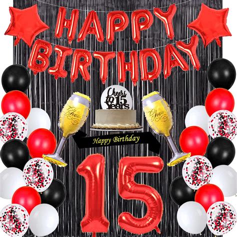 Buy Santonila Red 15th Birthday Decorations Happy Birthday Banner Sash