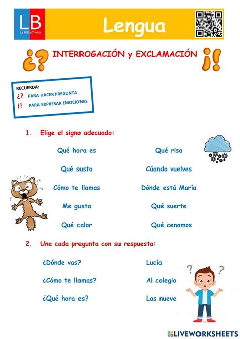 Oraciones Interrogativas Y Exclamativas Online Exercise Images And My