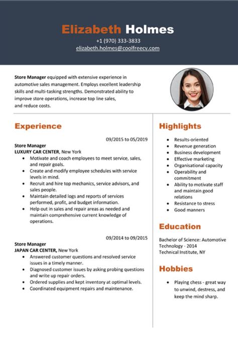 Free Resume Template Example Download Ms Word Resume Design 2020 My