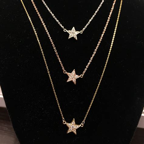 Diamond Star Necklace In 14k Gold Etsy