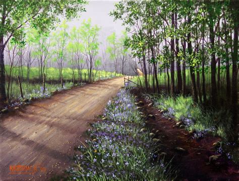 Jerry Yarnell Trail Through The Woods Landscape Art Road Painting