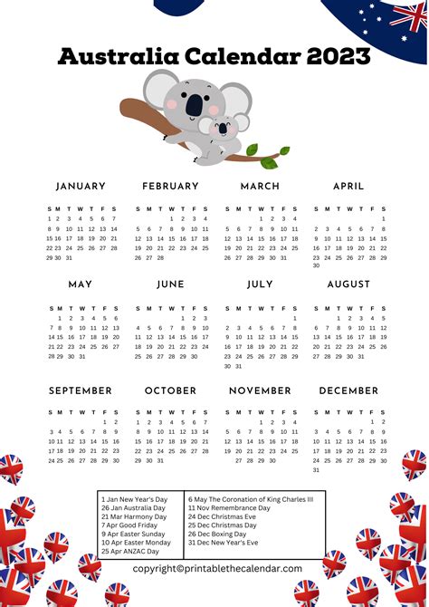 Free Printable Calendar 2023 Australia Printable The Calendar