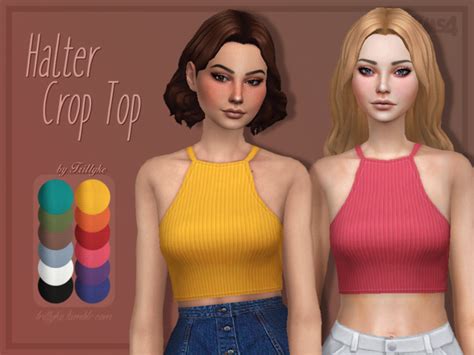 Halter Crop Top Sims 4 Clothing Sims 4 Sims 4 Custom Content