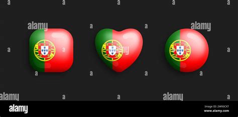 Portugal Official National Flag 3d Vector Glossy Icons In Rounded