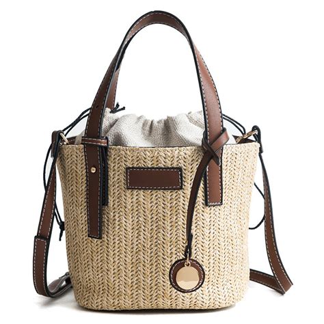Summer Straw Hand Knitted Cylinder Buckets Bag Crossbody Bag The Bags