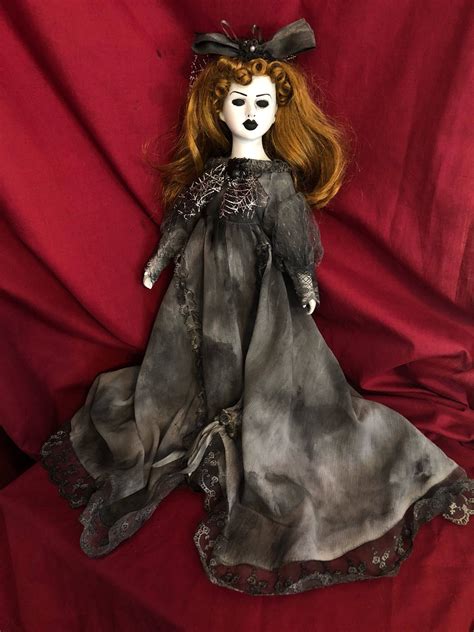 Ooak Gothic Spider Veil Creepy Horror Doll Art By Christie Creepydolls