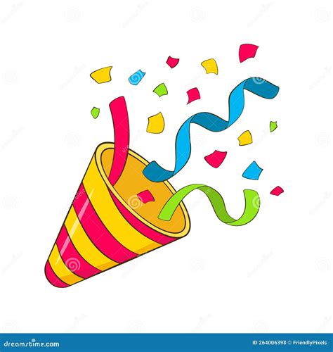 Party Popper With Confetti Cartoon Stock Vector Illustration Of