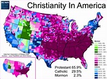 Christianity in the US counties - Vivid Maps