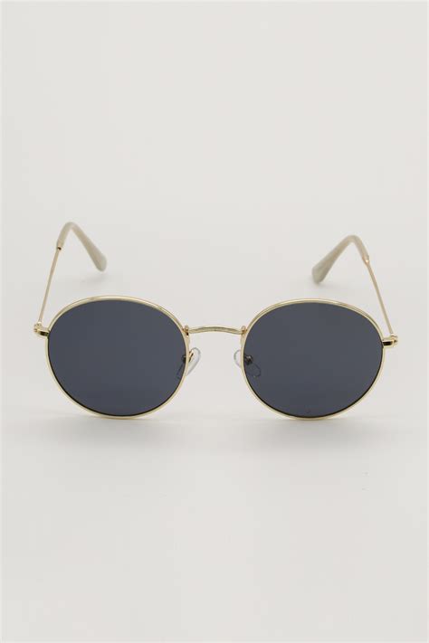 Tinted Gold Frame Round Sunglasses Dressed In Lucy