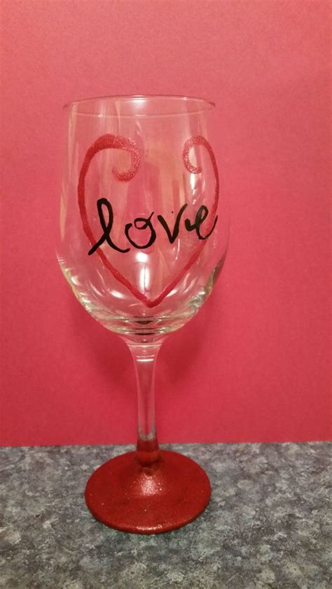 Valentine S Day Love Hand Painted Wine Glass Hand Painted Wine Glass