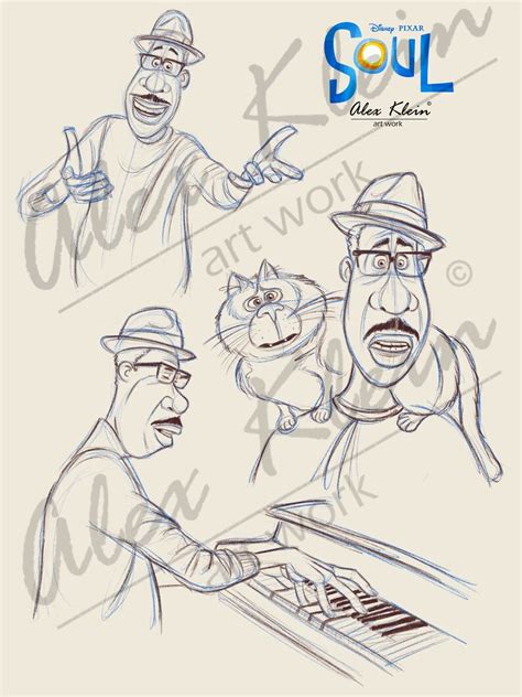 Soul Joe Gardner Concept Art Pixar Disney Illustration Sketch Etsy