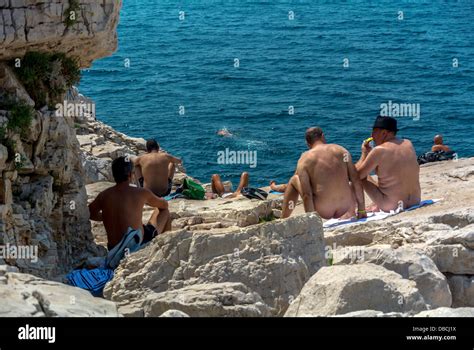 Marseille France Gay Men Relaxing On Nude Beach Scenes Point Rouge