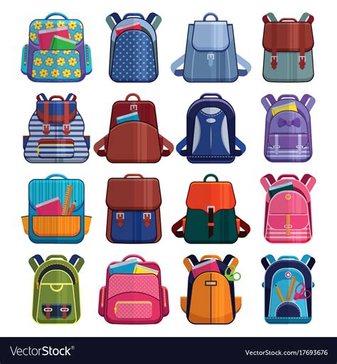 Cartoon Kids School Bags Backpack Back To School Vector Image