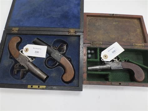 A Cased 40 Bore Flintlock Box Lock Pocket Pistol By Welch Banbury