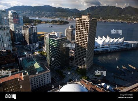 Aerial View Of Downtown Vancouver Canada Place And North Shore