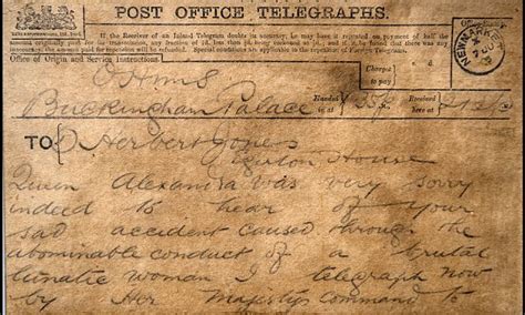 Telegram From Queen Alexandra To Suffragette Emily Davison Daily Mail Online