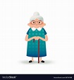 Cartoon happy grandmother with a cane old woman Vector Image