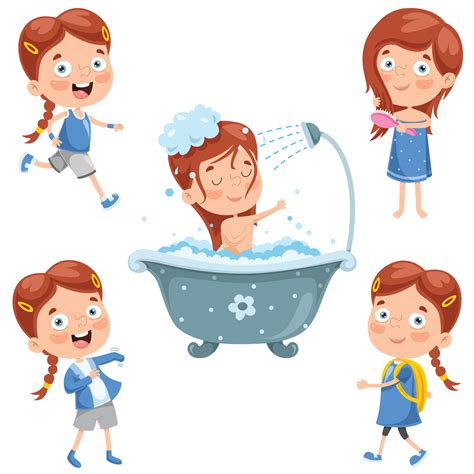 Young Girl Doing Daily Routine Elements 931910 Vector Art At Vecteezy