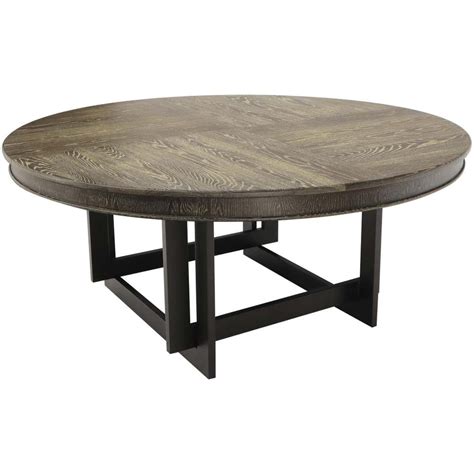Large Oversize In Diameter Round Cerused Limed Oak Dining Table At