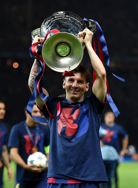 Berlin Germany June 06 Lionel Messi Of Barcelona Celebrates With