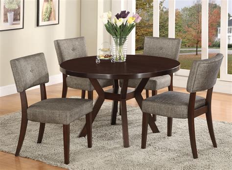 20 Valencia 5 Piece Round Dining Sets With Uph Seat Side Chairs