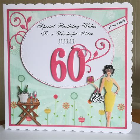 60th Birthday Card Lady Wine Handmade Birthday Cards Birthday Cards