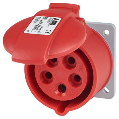 Abb 16a 5 Pin Splashproof Socket Outlet Red Electricaldirect