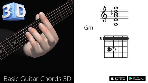 Guitar 3d Chords Gm Sol Minor Polygonium
