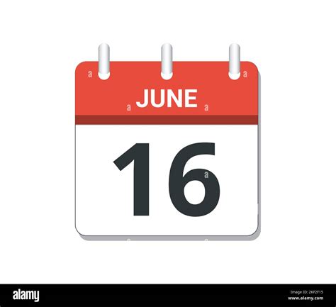 June 16th Calendar Icon Vector Concept Of Schedule Business And Tasks
