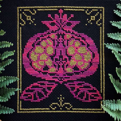 Gothic Pomegranate Embroidery Hoop Art Cross Stitch Embroidery