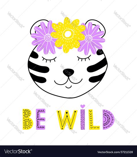 Panda With Floral Wreath Royalty Free Vector Image