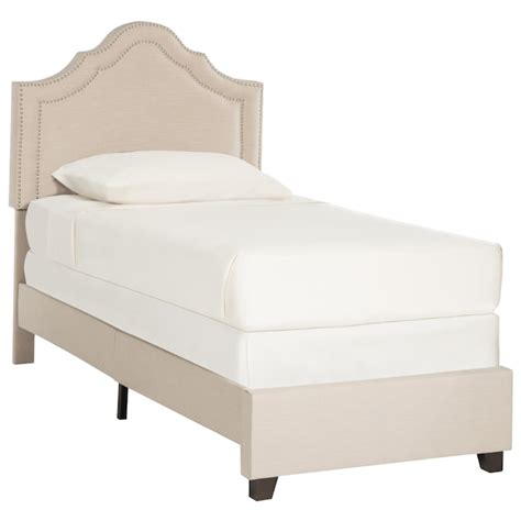 Safavieh Theron Light Beigesilver Nailheads Twin Upholstered Bed In