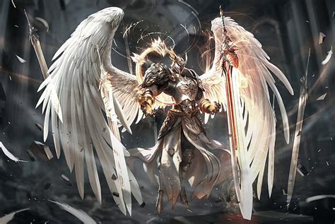 X Px Free Download HD Wallpaper Angel Sword Wings Fantasy Art Game Art Era Of