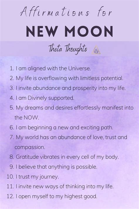 Positive Affirmations For The New Moon New Moon Rituals Affirmations