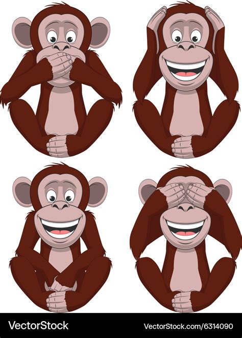 Set Of Four Monkeys Royalty Free Vector Image Vectorstock