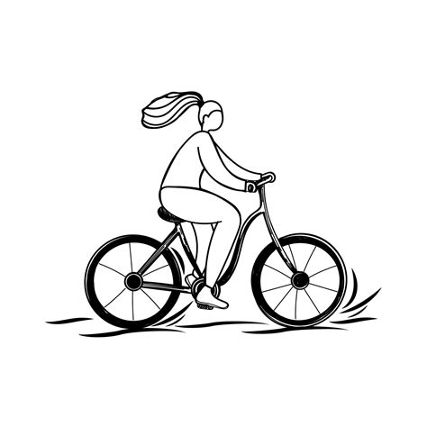 Girl Riding A Bike Hand Drawn In Doodle Style World Bike Day June 3 Bicycle Simple Vector