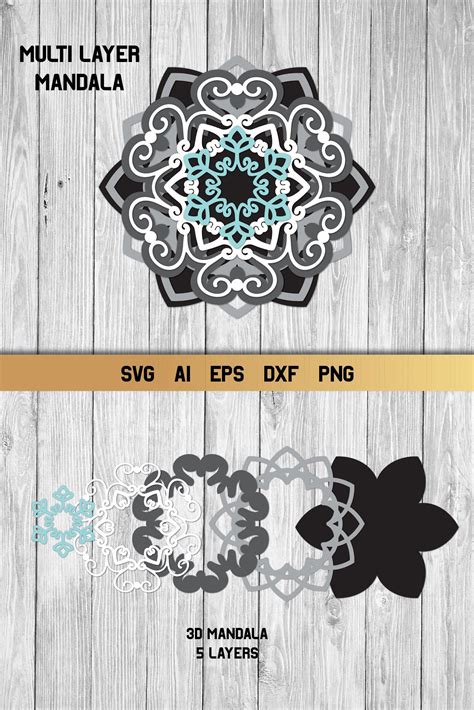 You can use vinyl, paper or card stock and get the flat look of the mandala or you can add more dimension to the image and get a 3d effect by leaving some space between the layers or by making. 3d Layered Mandala SVG | Multi Layer Snowflake SVG (606791 ...