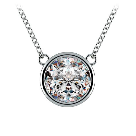 Bezel Diamond Solitaire Pendant In Platinum 3 Ctw