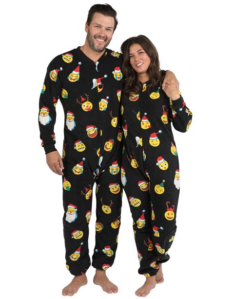 Footed Pajamas Footed Pajamas Merry Emoji Xmas Adult Footless