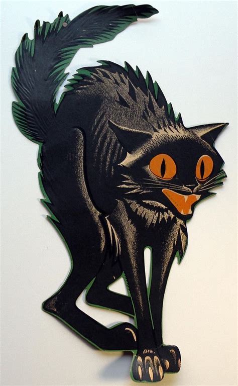 Vintage 1950s Halloween Black Cat Decoration 21 Halloween Black Cat
