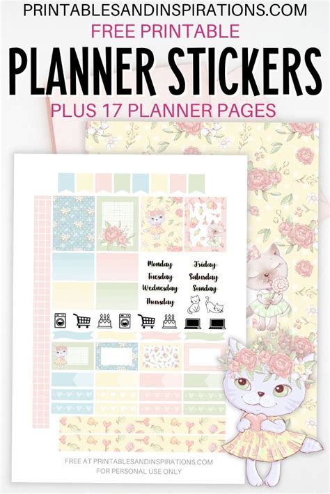 Cute Cat Planner Template Stickers Free Printable Printables And