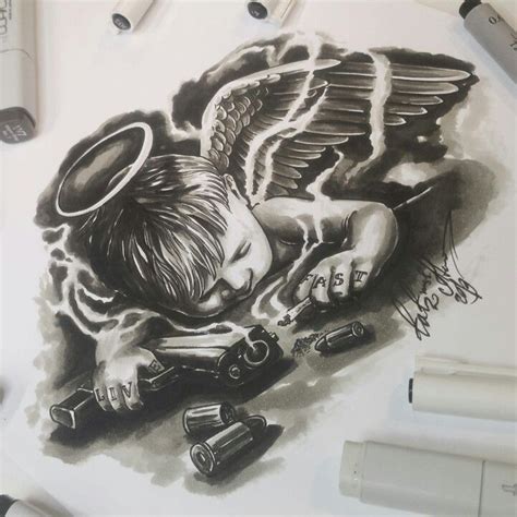 Тату эскиз - Когда Ангелы Спят. Эскиз нарисо... in 2020 | Tattoo