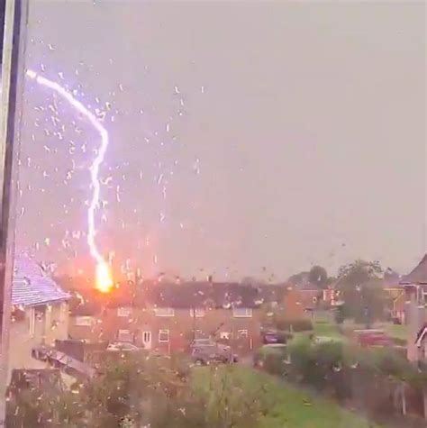 Dramatic Moment Lightning Strikes House As Thunderstorms Sweep The Uk